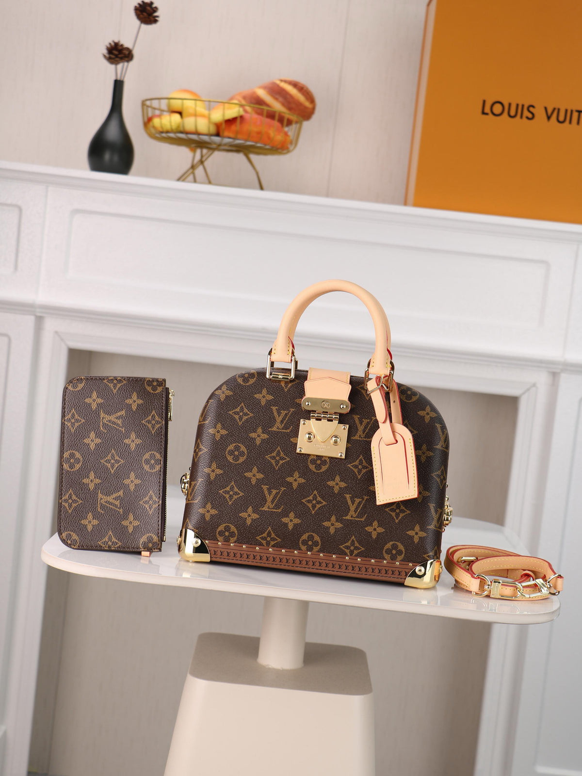 Louis Vuitton Alma MM Monogram Canvas Handbag Set