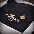 Céline Paris Crystal Logo Stud Earrings
