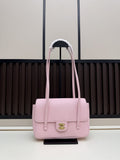 Pink Caviar Leather Flap Bag with Gold CC Hardware