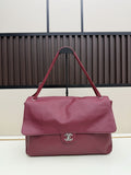 Burgundy Leather Flap Shoulder Bag