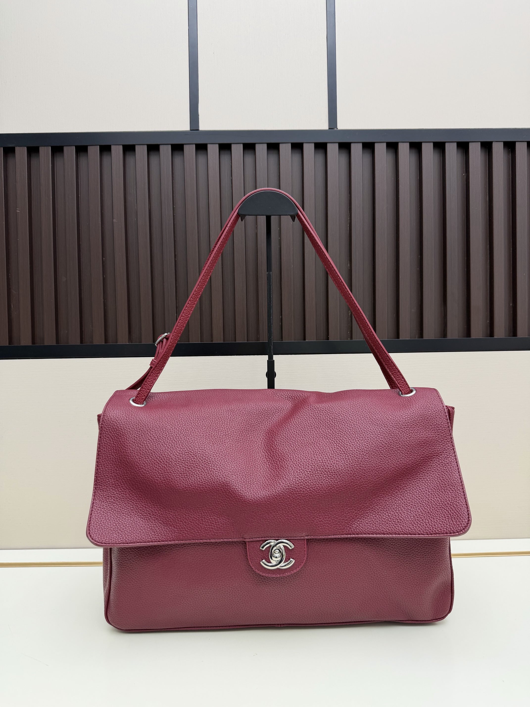 Burgundy Leather Flap Shoulder Bag