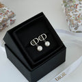 Dior CD Logo Pearl Drop Earrings