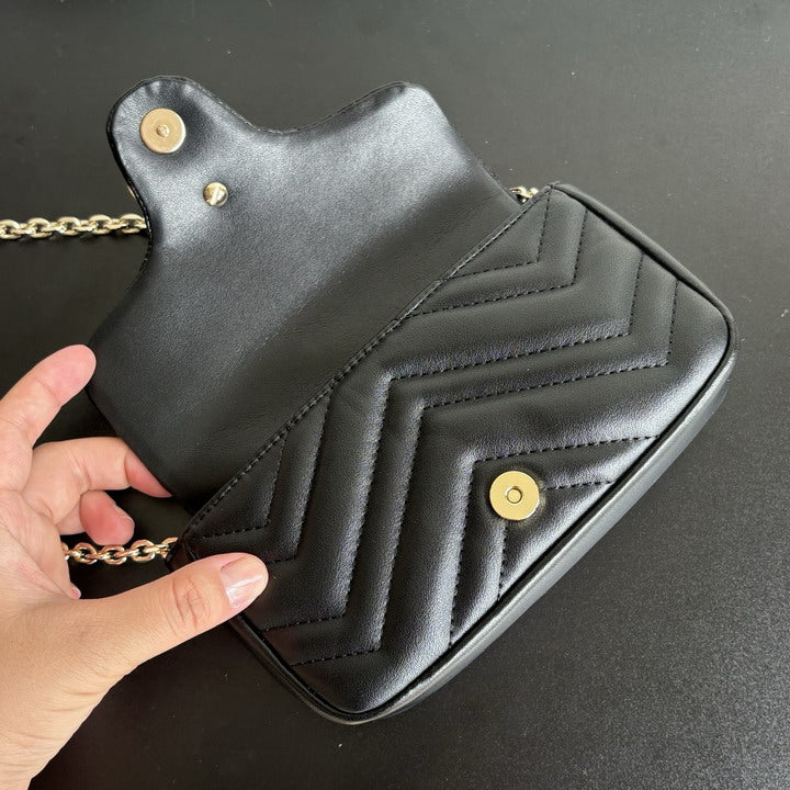 Quilted Mini Chain Bag – Black