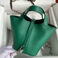 HERMES PICOTIN LOCK 18 EMERALD TOGO SILVER HARDWARE