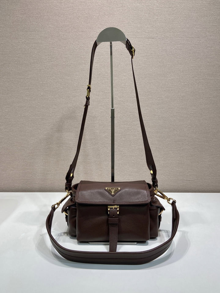 Prada Leather Crossbody Bag – Dark Brown