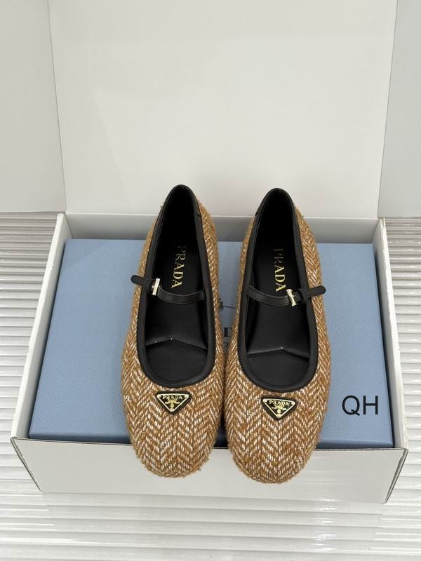 Prada Tan Woven-Look Platform Mary Jane Shoes